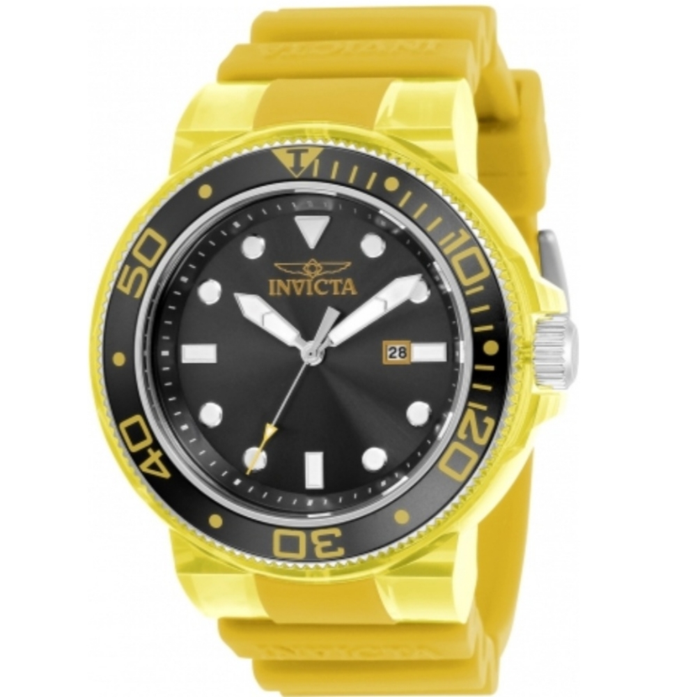 Invicta Pro Diver Anatomic Men's Watch 51.5mm  Case, Yellow Band.